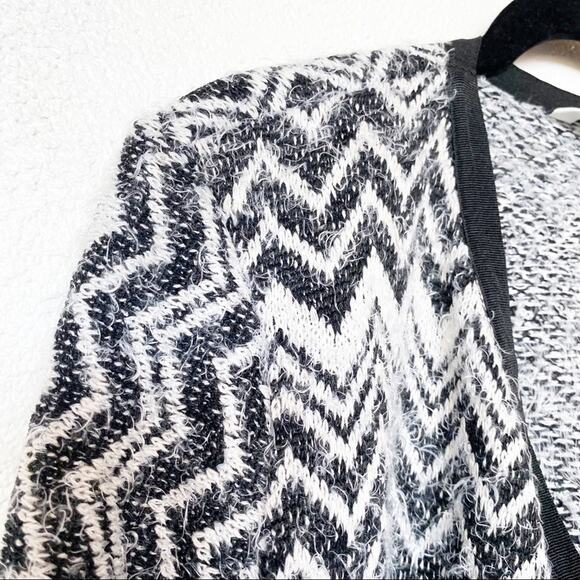 NAF NAF Chevron Longline Open Cardigan Sweater Size Medium - Picture 2 of 8